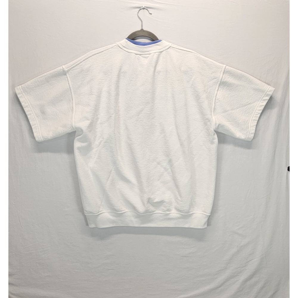 Vintage PFI Short Sleeve Sweatshirt Large White Blue Embroidered Floral - Picture 3 of 5